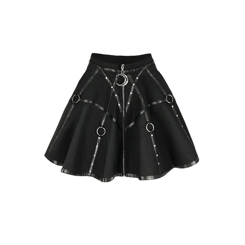 Restyle - Moon Mistress Kurzer Rock mit hoher Taille - Schwarz